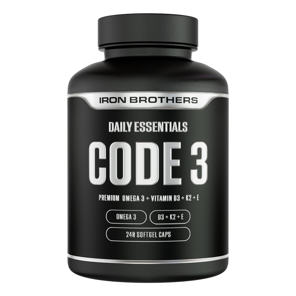 Daily Essentials Code 3 von Iron Brothers - Premium Omega 3 + Vitamin D3 + Vitamin K2 + Vitamin E - Made in Germany #inhalt_240-kapseln