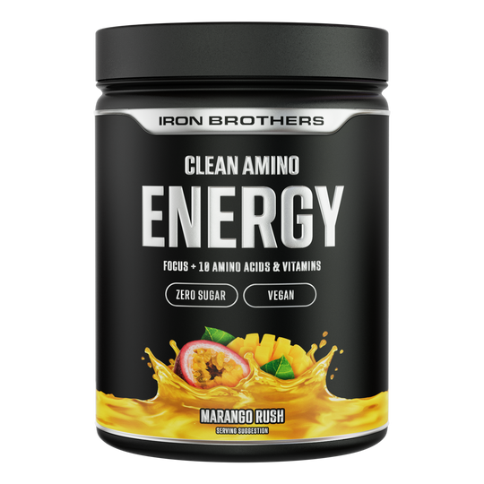 EAA Energy Amino von Iron Brothers - Clean Energy Amino Marango Rush Geschmack 500g Dose, Mango Maracuja Geschmack