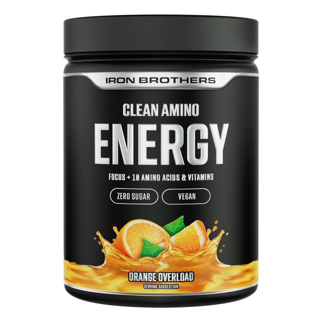 EAA Energy Amino von Iron Brothers - Clean Energy Amino Orange Overload Geschmack 500g Dose, Orangen Geschmack