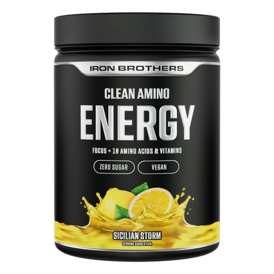 EAA Energy Amino von Iron Brothers - Clean Energy Amino Sicilian Storm Geschmack 500g Dose, Zitronen Geschmack