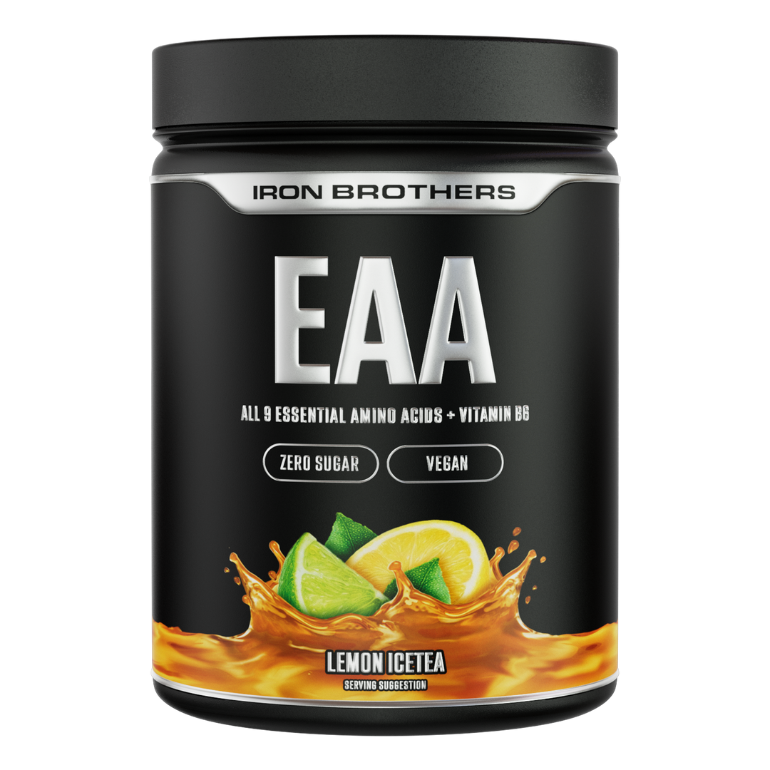 Iron Brothers EAA Essentielle Aminosäuren Pulver ohne Zucker, Lemon Icetea Geschmack 500g Dose, Limetten Zitronen Icetee