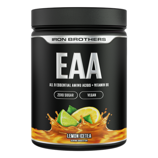 Iron Brothers EAA Essentielle Aminosäuren Pulver ohne Zucker, Lemon Icetea Geschmack 500g Dose, Limetten Zitronen Icetee