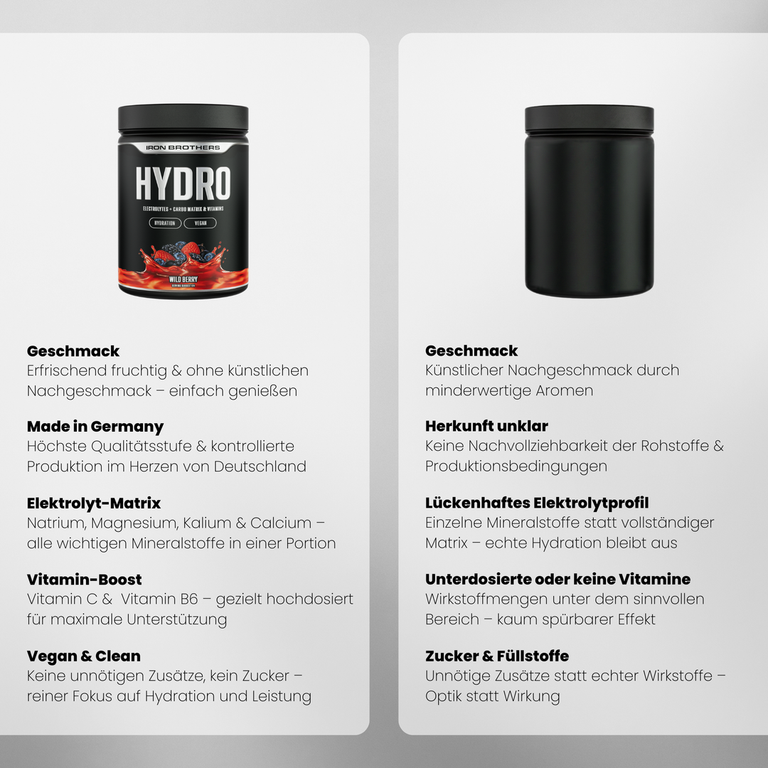 Hydro Fuel - Electrolytes Doppelpack von Iron Brothers - Wild Berry - Vergleich #geschmack_wild-berry