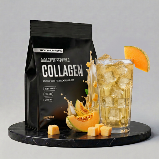 Collagen Advanced Doppelpack von Iron Brothers Honey Melon - Melonen Geschmack - Design, Wirkung und Geschmack #geschmack_honey-melon