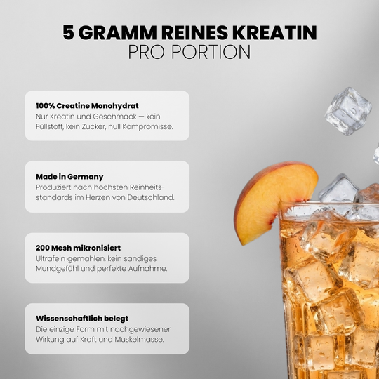 Creatine Flavoured, Peach  Icetea - Ultra Pure Creatine Monohydrate - Pfirsich Icetee Geschmack - Vorteile #geschmack_peach-icetea