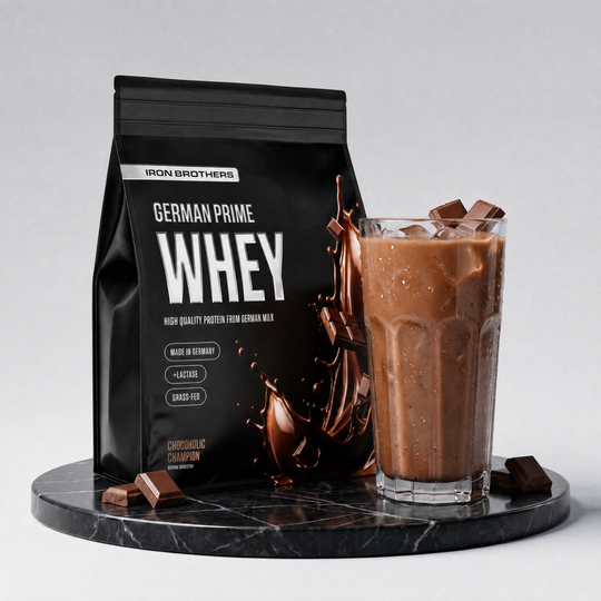 Whey Protein von Iron Brothers Chocoholic Champion - Schokoladen Geschmack - Design, Wirkung und Geschmack #geschmack_chocoholic-champion