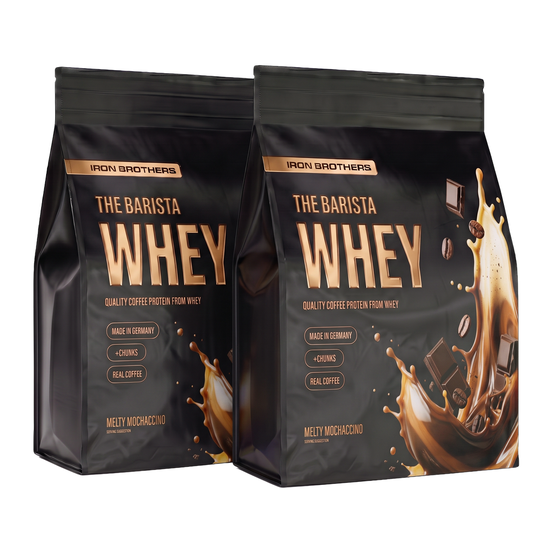 2kg The Barista Whey Proteinkaffee Doppelpack von Iron Brothers Melty Mochaccino - Schokoladen Kaffee Geschmack #geschmack_melty-mochaccino